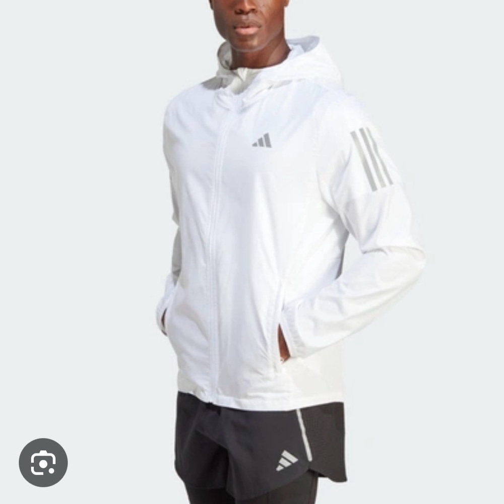 NWT Adidas Own the Run Jacket White Running Track Jacket Windbreaker Size M